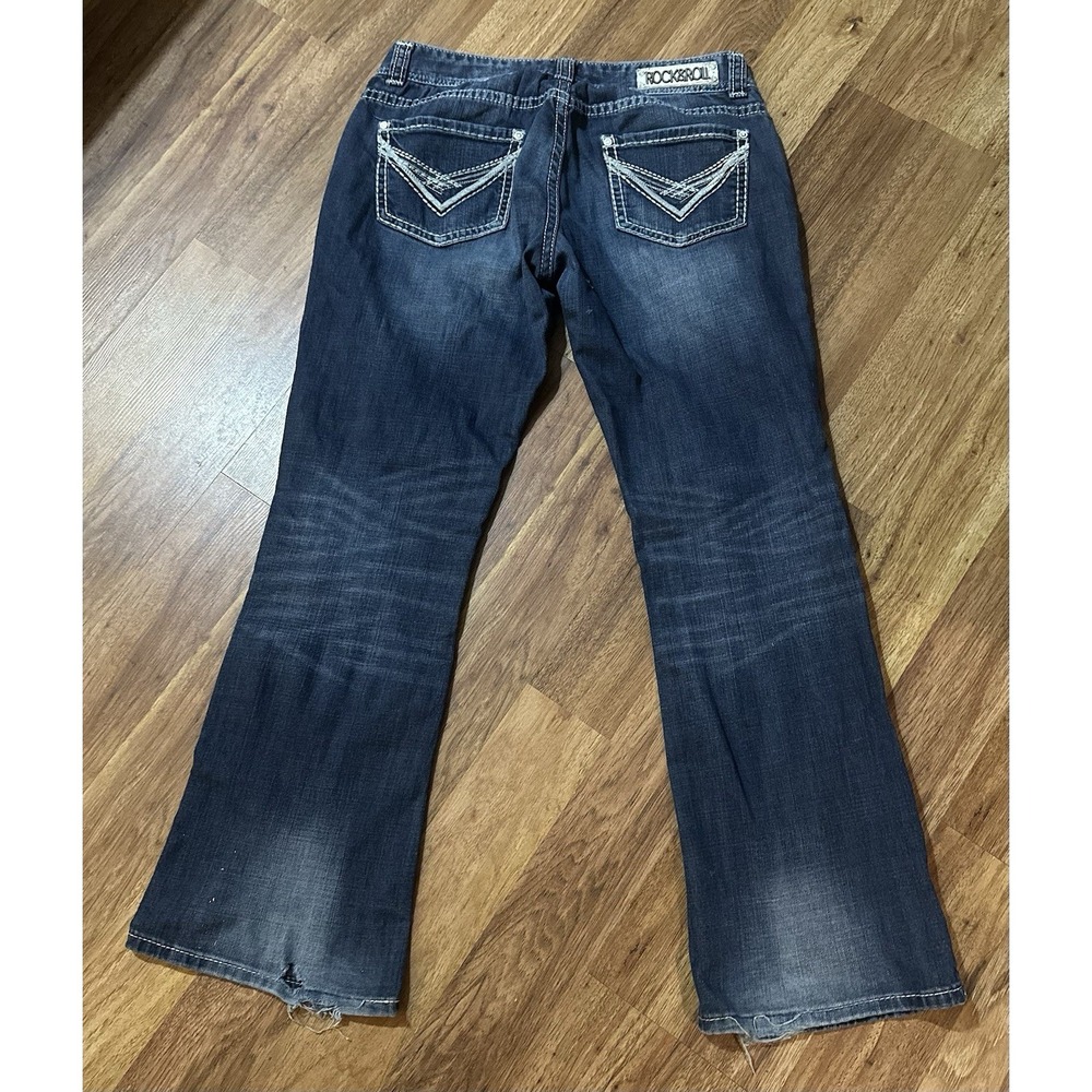 Rock‎ & Roll Cowgirl Rival Low Rise Jeans Women's 31x32  Bootcut Blue Denim